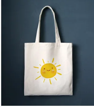 

Women Handbags Sun Printing Canvas Cloth Tote Bags Reusable Cotton Grocery Female Shoulder Bags High Capacity Girls Shopping Bag