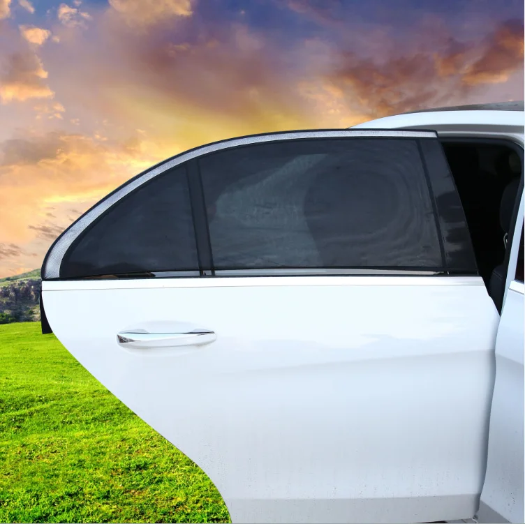2PCS Car Windshield Side Window Sunshade Curtain Summer Mosquito Net Mesh Sunscreen Sun Shade