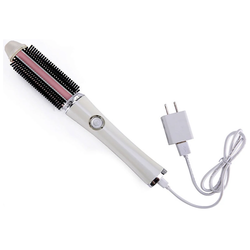 

Portable Usb Wireless Mini Hair Curler 2 In 1 Straightener Brush Battery Electrical Curling Brushes Straightening