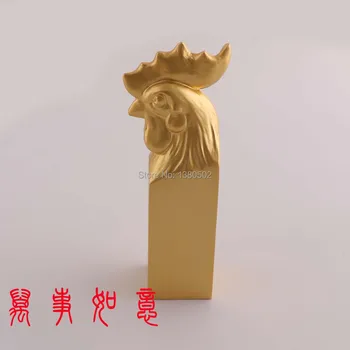 

2019 HOT Fashion 18KT Pearl Gold Plated Chinese Style Chicken Seal Stamp Birthday Gift Metal Stamps