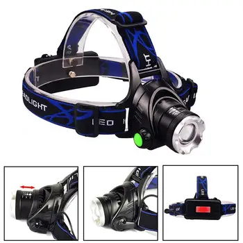 

12000LM T6 LED Zoom Headlamp Head Torch Headlight+18650 Batteries + Charger