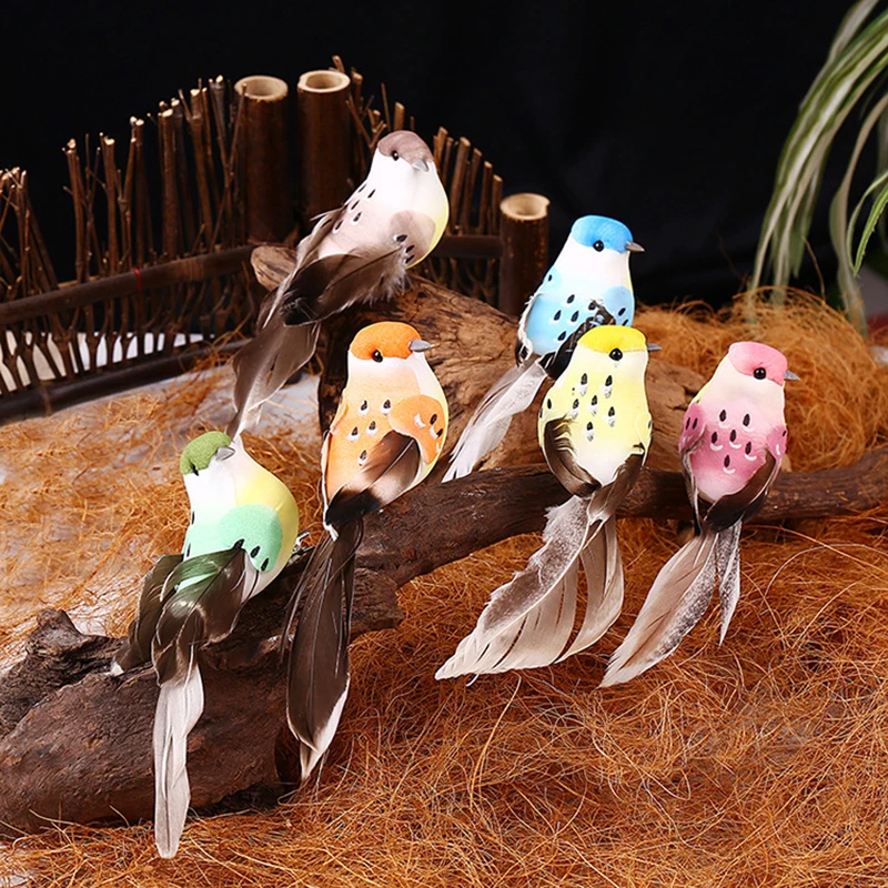 

6 Pcs Cute Birds Artificial Feather Foam Wedding Decoration Venue Collection Set