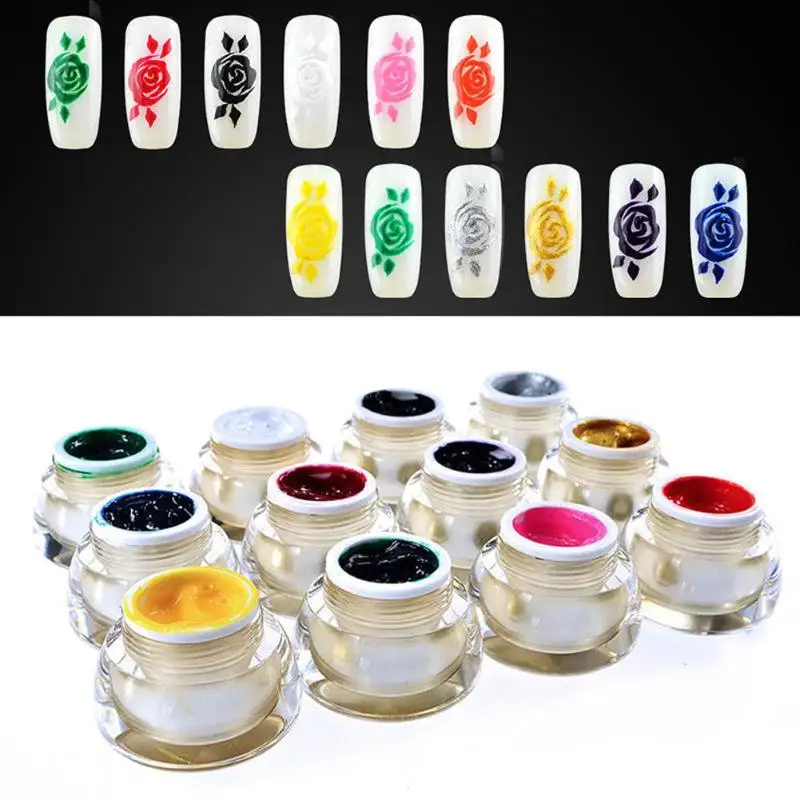 Buy Professional 12 Colors 3D Nail Art Paint Color Gel Draw Painting Acrylic