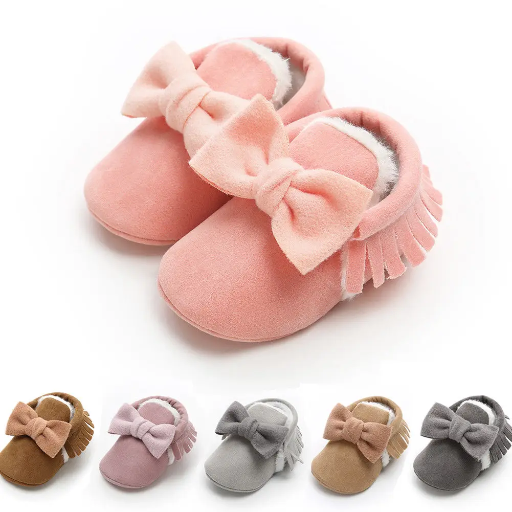 Newborn Baby Boy Crib Infant Toddler Girl Fringe Moccasins Soft Sole Shoes Shoe