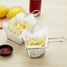 Mini Fry Baskets French Fries Deep Frying Stainless Steel Fryer Basket Net Oil Colanders Strainer Kitchen Food Cooking Tool commercial kitchen 2 fry baskets stainless steel gas deepfryer industrial gas deep fryers