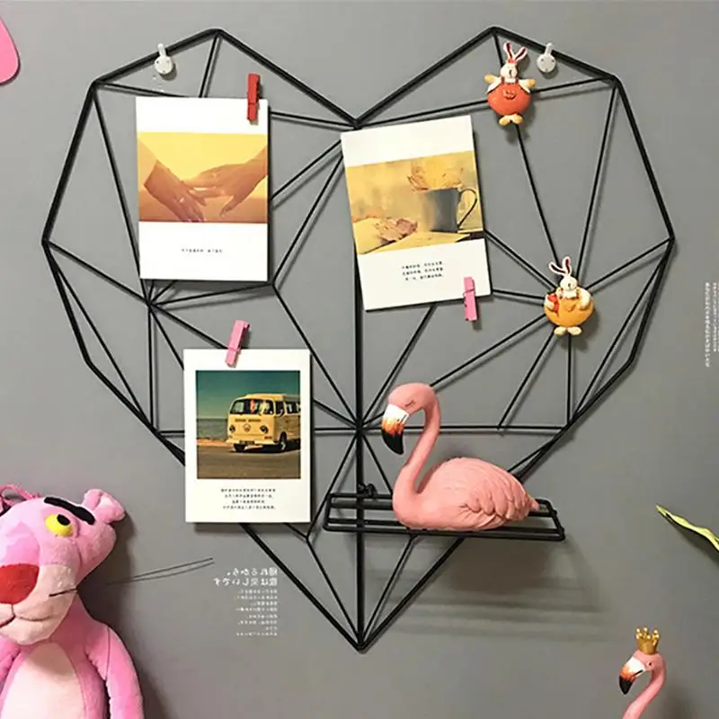

Multi-functional Iron Art Furniture Heart Shape Shelf Wall Decoration Photo Wall Background Decoration Cute Wall Storage Holder