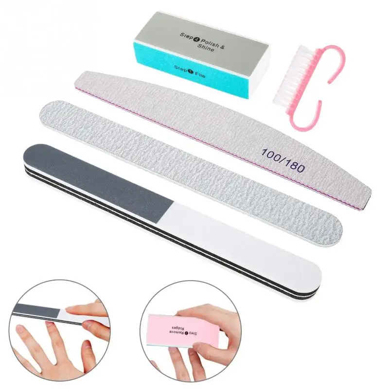 

New 5pcs/Set Nail Sanding Files Powder Brush Durable Buffing Accessories UV Gel Polish Tools Nails Accessoires for Manicure