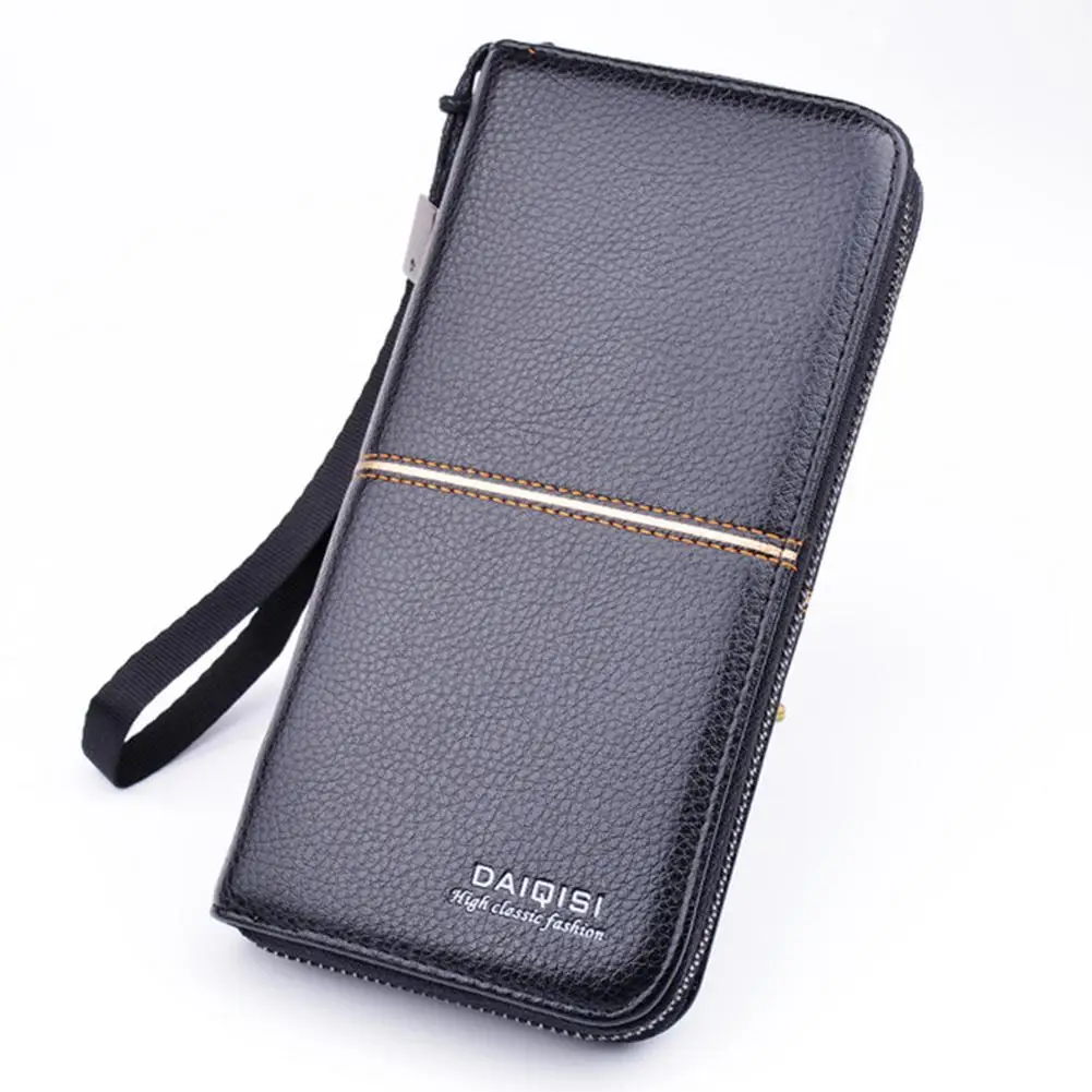 

banabanma Men Fashion Business Casual High Capacity Leather Zipper Long Wallet
