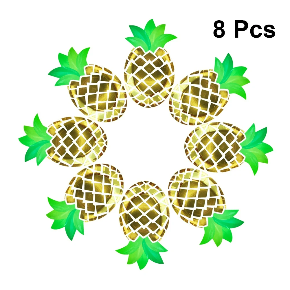 

8pcs/paack funny Disposable paper plate Pineapple shape Plate Shining Storage Plate for Birthday Party Gathering Festival