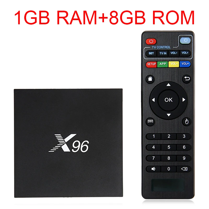 

X96 TV Box Amlogic S905X Quad Core 2.4GHz WiFi HDMI 2.0 USB 2.0 AV LAN TF Card Slot 1GB RAM 8GB ROM Set-Top Box
