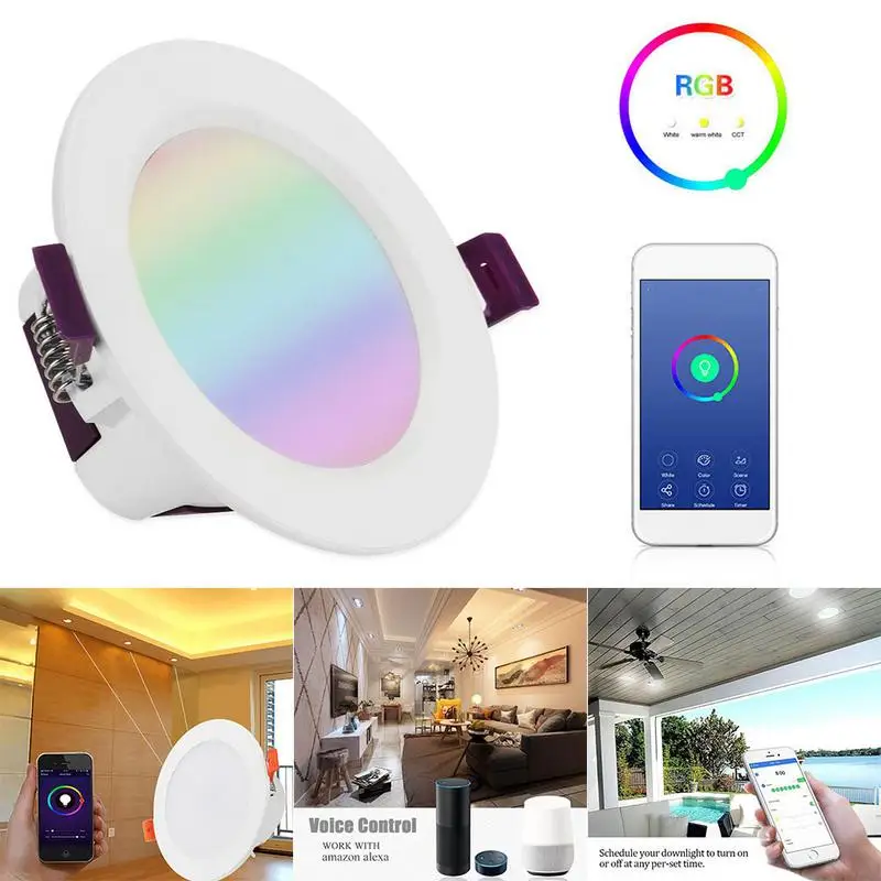

WiFi RGBW Led Smart Downlight AC85-265V 10w Voice Control Alexa Echo Dot Spot Show Google Home Assistant Home Automation