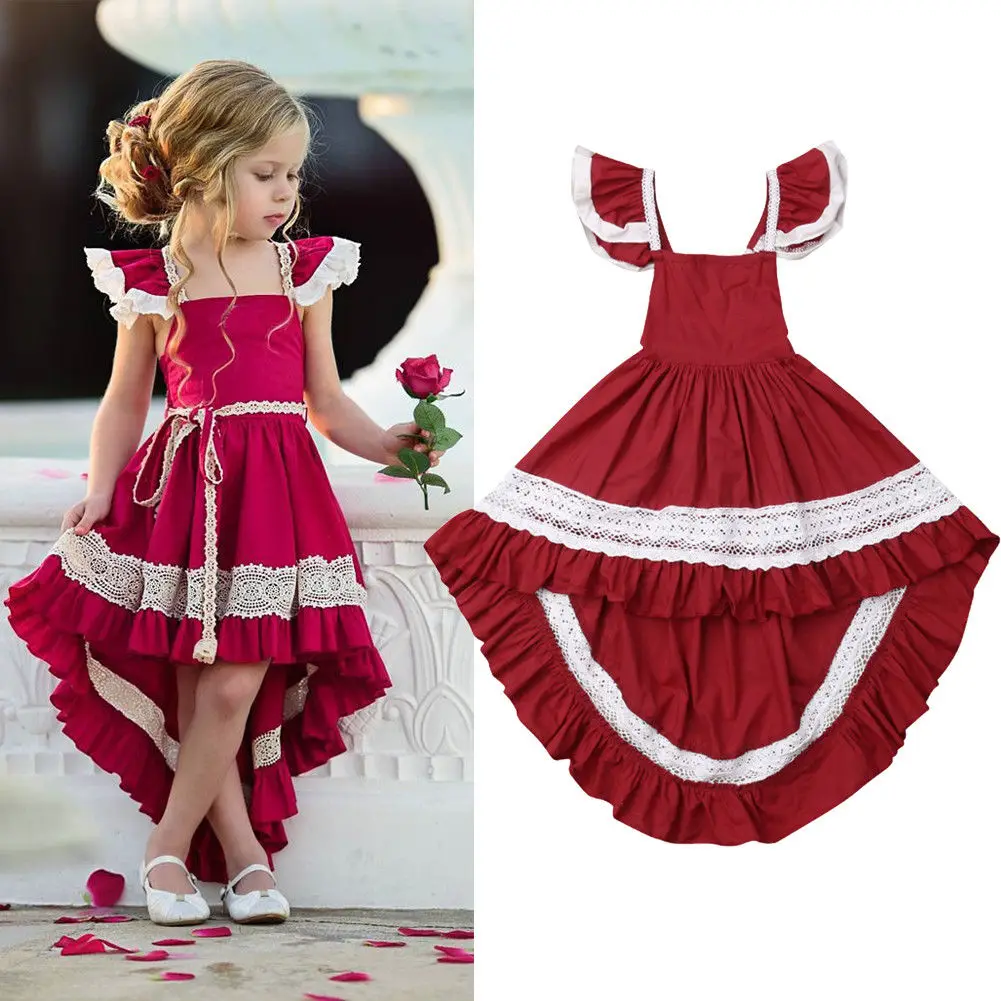 

Sleevelss Backless Lace Party Pageant Dresses Girls Clothing Cute Christmas 1-6Y Toddler Kids Children Girl Ruffle Lace Dress