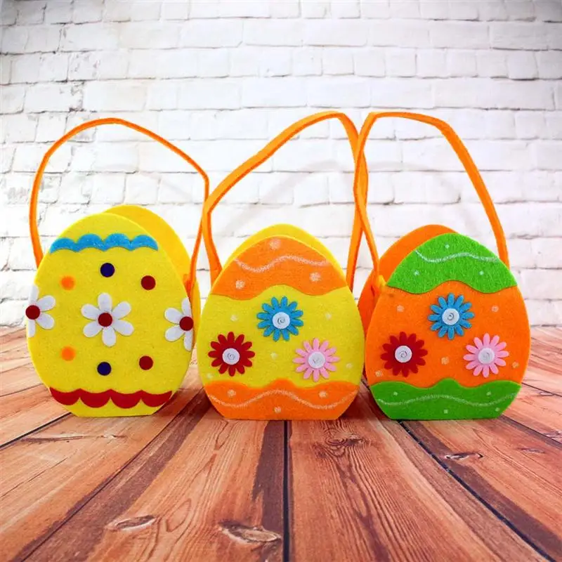 

Easter Candy Bags Decorative Eagg Non-Woven Lovely Candy Pouch Easter Gift Basket Eggs Basket Goodie Bags For Easter Festival