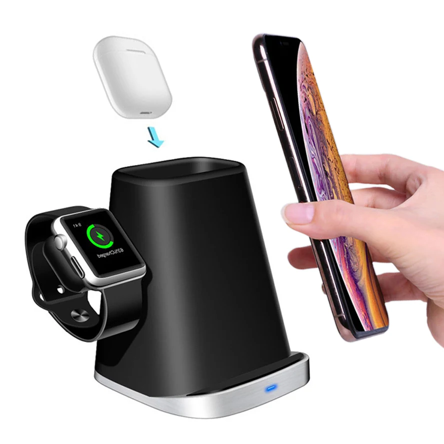 

7.5w 10w Fast Qi Wireless Charger Stand For Apple Watch 2 3 4 Series Airpods Iphone 8 Plus X Xr Xs Max Wireless Charging Dock
