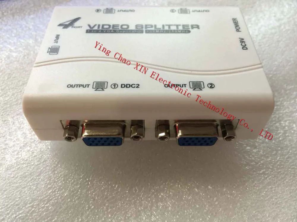 Новый Белый 1-4 порта s VGA video splitter 1-в-4-выход 1920 мГц устройство 250*1440 4 порта VGA монитор Splitter адаптер 1x4