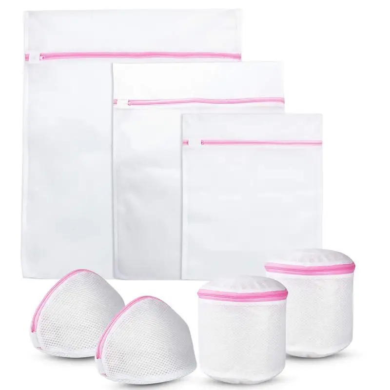 

Mesh Laundry Bags 7 Pack Reusable White Zippered Washing Bags with Bra and Lingerie Bags for Blouse Socks Underwear Baby Cloth