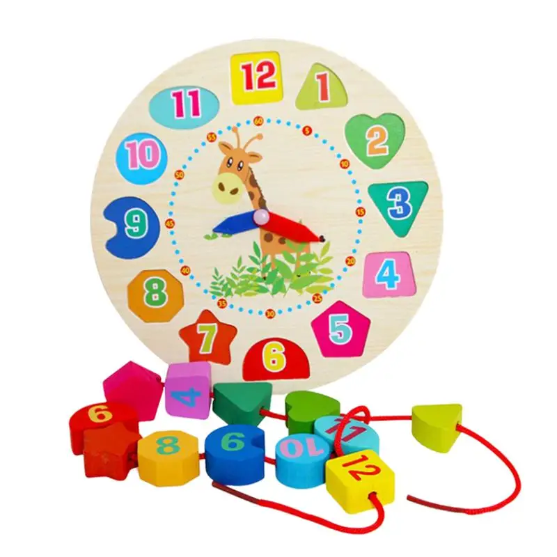 1PC Toy Clock Colorful Educational Early Learning Wooden Kids Toys Time