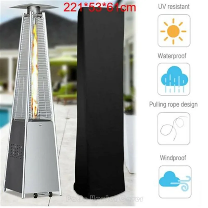 

Outdoor Heater Rain Cover Black Patio Gas Heater Cover Protector Garden Polyester Waterproof