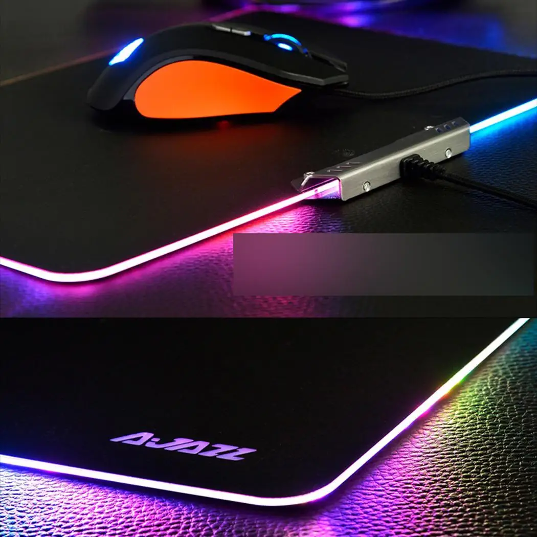 Светодиодный USB проводной игровой Мышь Pad черный красочные Подсветка игры 8