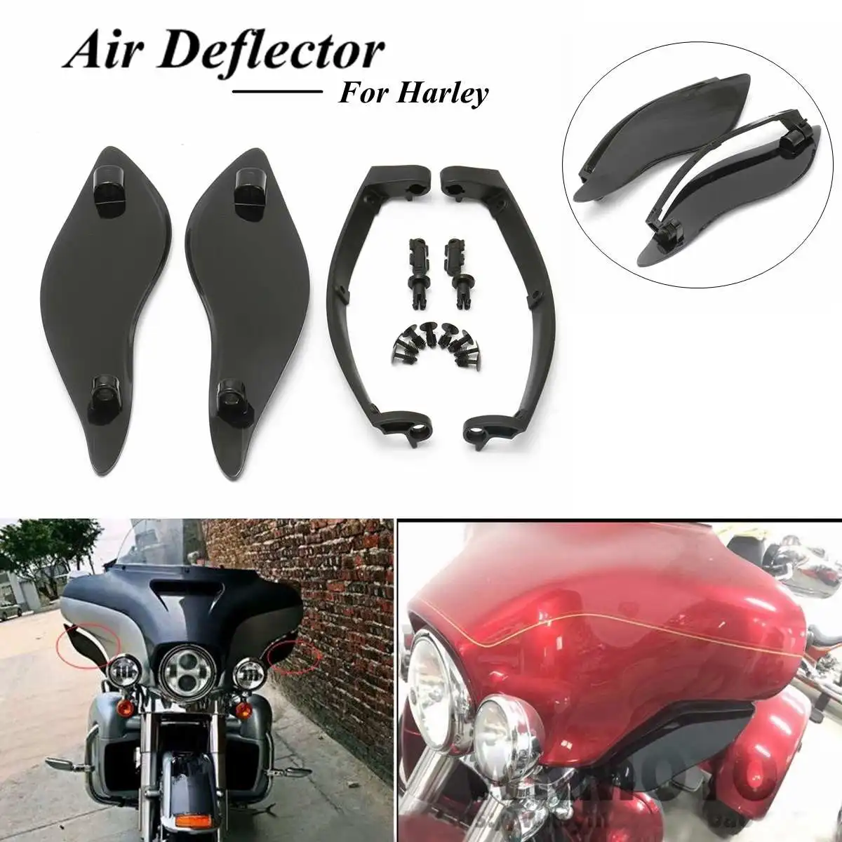 Smoke Side Wing Windshield Air Deflectors For Harley Touring Street Glide 14-16