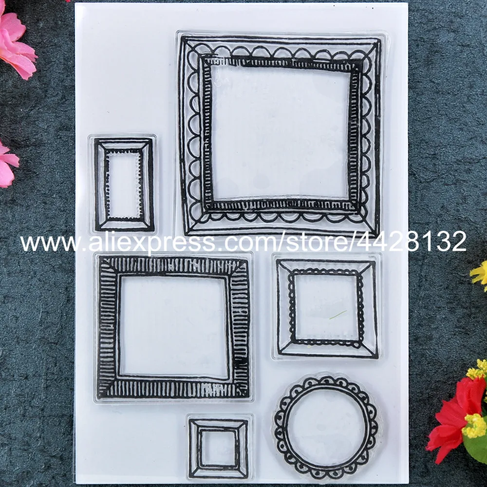 Рамка для скрапбукинга DIY фото карты резиновый чистый штамп прозрачный 11x16 см