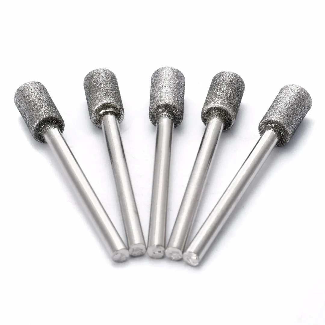 

5pcs 3mm Shank Silver Diamond Grinding Drill Burr Stone Drill Bits For Rotary Tool Machinery Parts Line Cutting Engraving