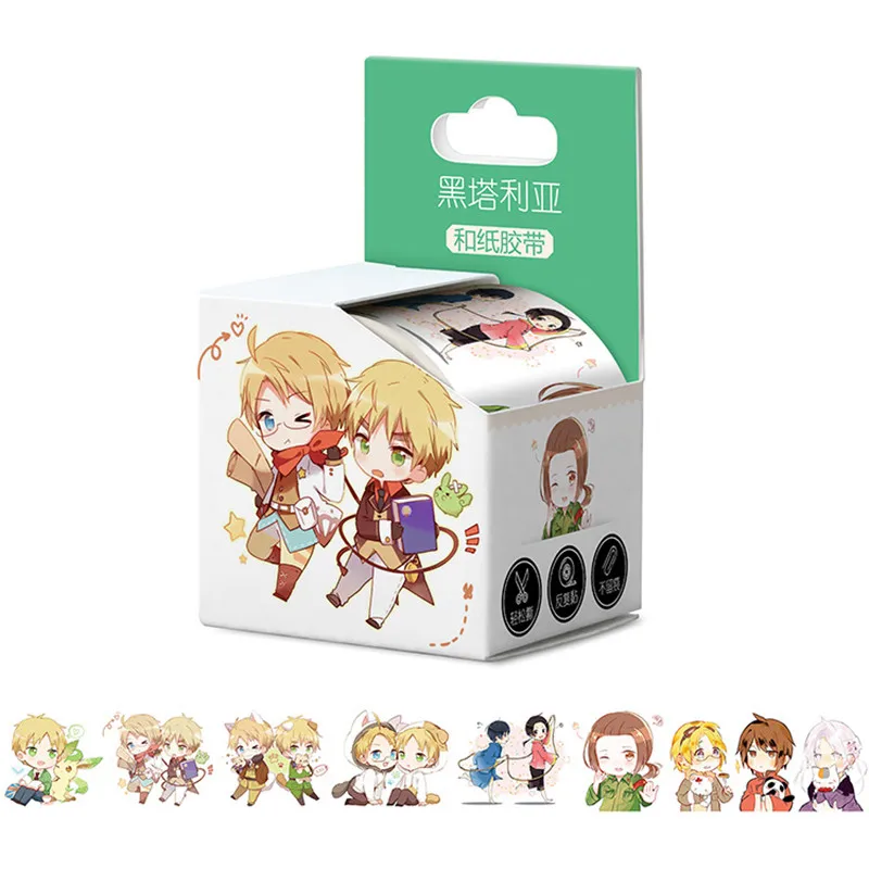 

10 boxes/lot Anime Axis Powers Hetalia Tape TOY APH Washi Tape Paper Hand account sticker 40mm x 5m