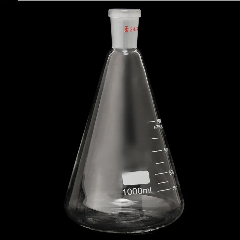 Высокое качество 24/40 1000 мл/1Л стеклянная колба Erlenmeyer коническая бутылка посуда для химической лаборатория