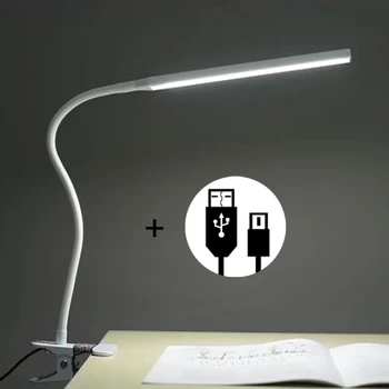 

Push Button Switch USB LED Clip Desk Lamp 2 Levels Dimming Eye Care Study Reading Light Plugging Table Lamps for College Dorm