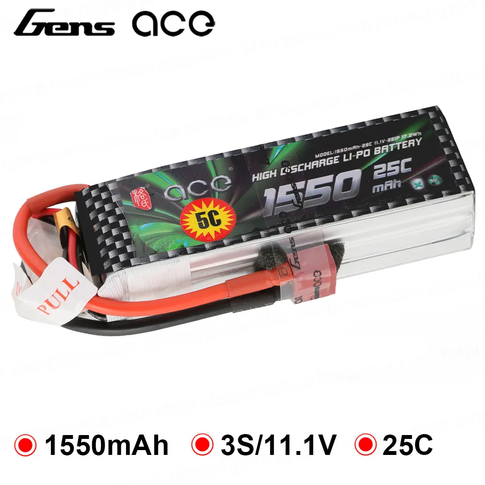 Аккумулятор Gens ace 1550 мАч Lipo 3S аккумулятор 11 1 В разъем Deans для самолета FPV рамка