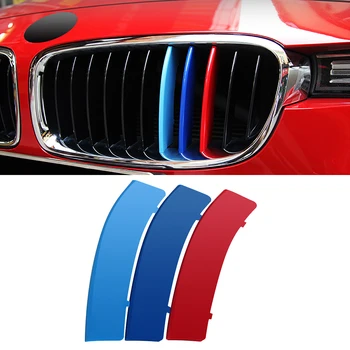 

3pcs 3D 3 Color For BMW 5 Series F10 2014-2017 Car Styling Front Grille Trim Strips Cover Bumper Motorsport Sticker Accessories