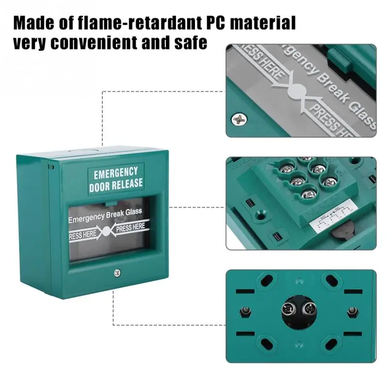 Emergency Exit Door Release Fire Alarm Button Home Security Door Break Switch with 1 Emergency Button 1 Installation Kit