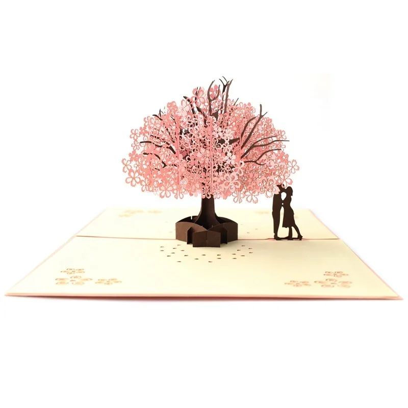  3D Greeting Card Pop UP Cards Valentine Birthday Card Anniversary Gift Postcard Tree Romantic Weddi - 32995074032