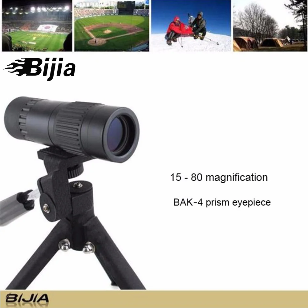 BIJIA 15-80X BAK4 призма Портативный Монокуляр высокой манификации телескоп Оптическое стекло регулируемый Монокуляр Professional телескоп