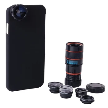 

6 in1 Mini Lens Kit Large + Macro + 180 Degrees Fisheye + Magnifier Lens + Case Cover + Tripod for iPhone Phone 6 4.7 inch Gif