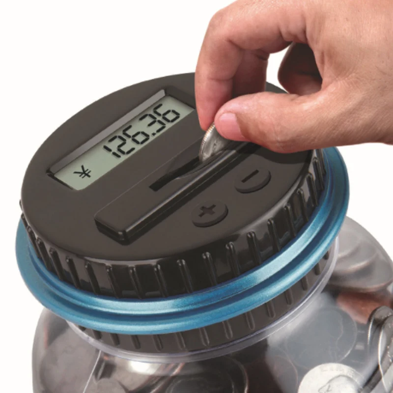 2L Piggy Bank Counter Coin Electronic Digital LCD Counting Coin Money Saving Box Jar Coins Storage Box For USD GBP EURO Money