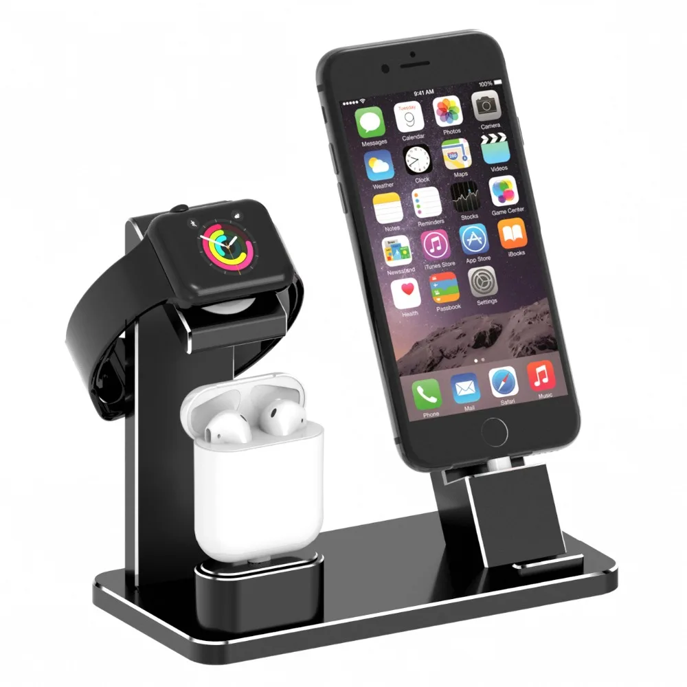 XUNMEJ подставка для часов Apple iPhone зарядная док-станция алюминиевая 4 в 1 AirPods