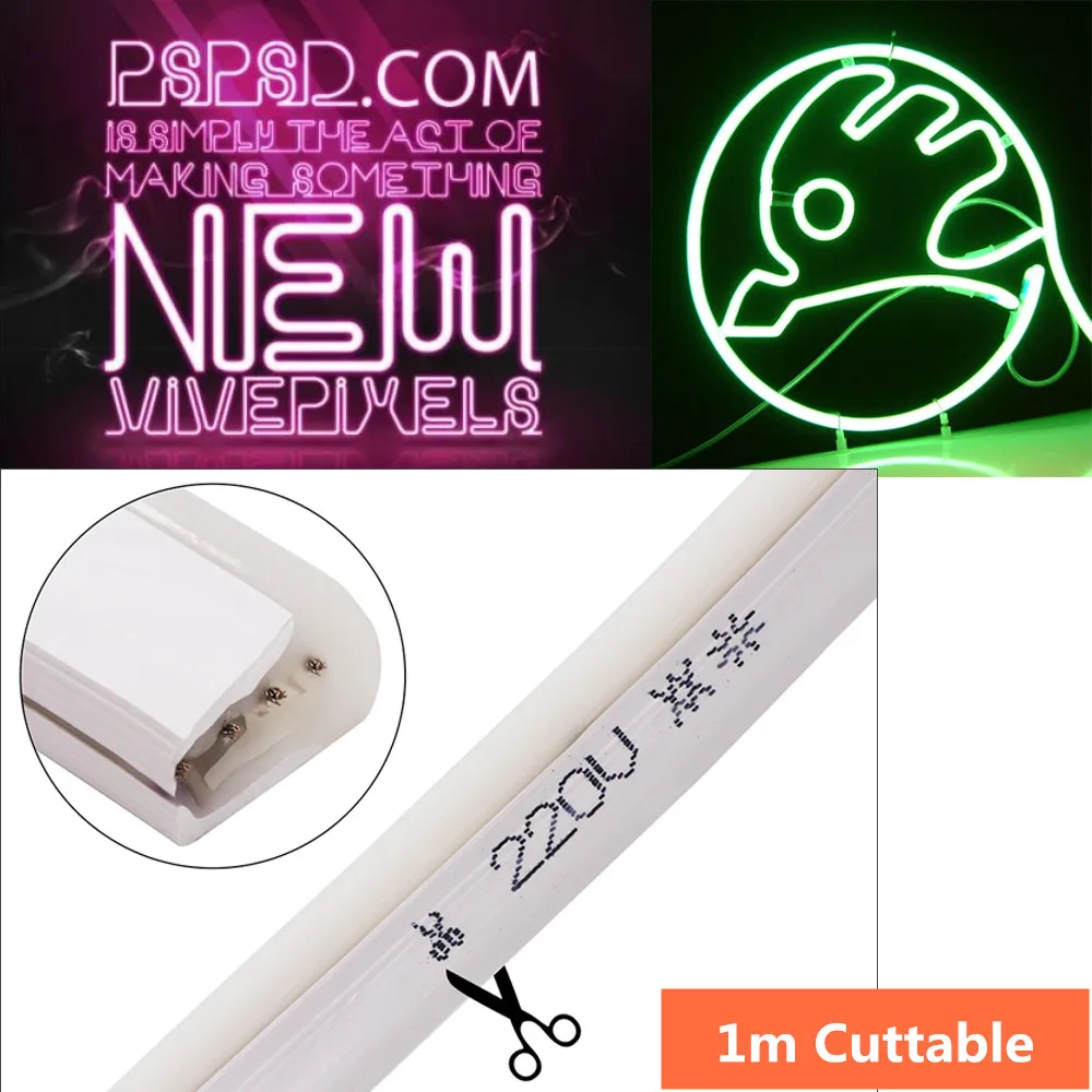 RGB неоновый свет 220 В Великобритания вилка SMD 2835 Гибкая светодиодная неоновая