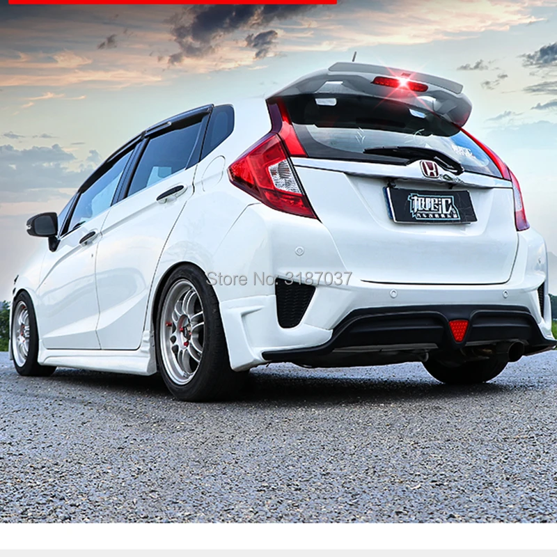 

For Honda GK5 Fit / Jazz 2014 2015 2016 2017 Car Decor ABS Plastic Unpainted Color Rear Spoiler Wing Trunk Lid Cover Car Styling
