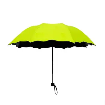 

Innovative Water Flowering Pattern Sun Umbrella With Black Plastic UV Protection Advertising Umbrella Creative Folding Umbrella