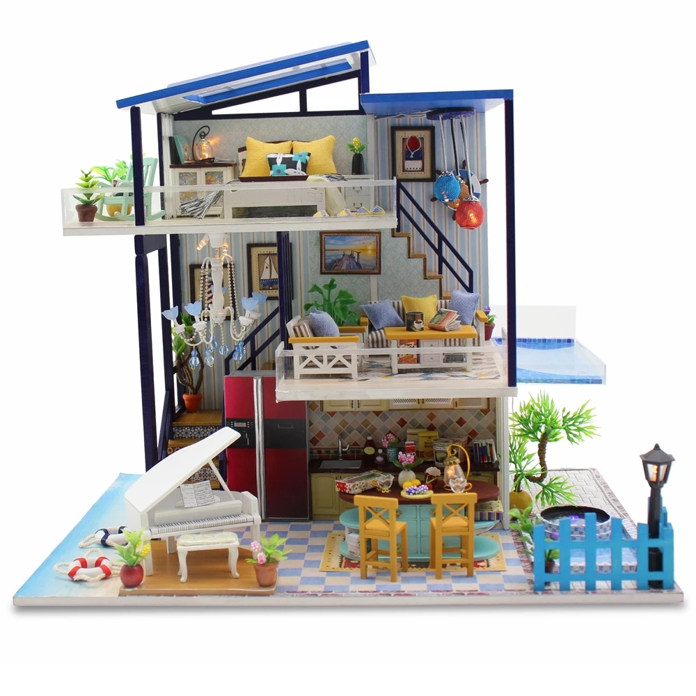 Handmade Miniaturas Wooden Diy Doll House Miniature Dollhouse Furniture Handcraft Model Kits Box Puzzle Toys For Children Gift