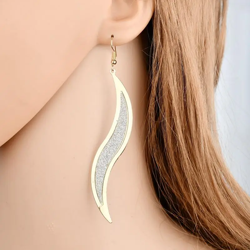 XIUFEN Women Dangle Earrings Frosted Willow Leaf Pendant Simple Elegant Eardrop Ear Jewelry for Ladies | Украшения и аксессуары