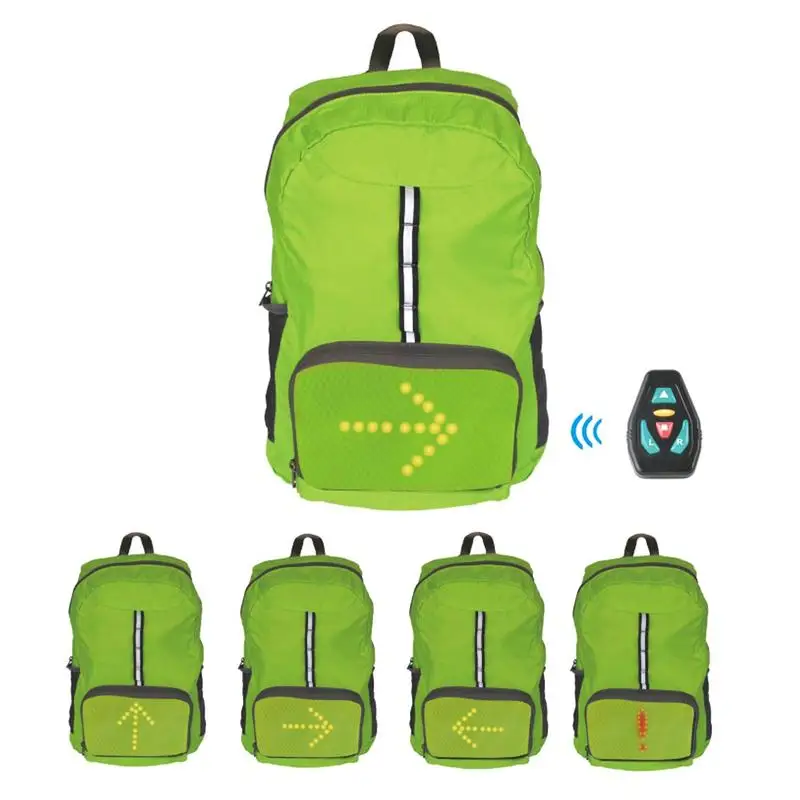 

USB Rechargeable Nylon Bicycle Turn Signal Led Backpack Reflective Remote Control Bike Cycling Safety Warning Bag