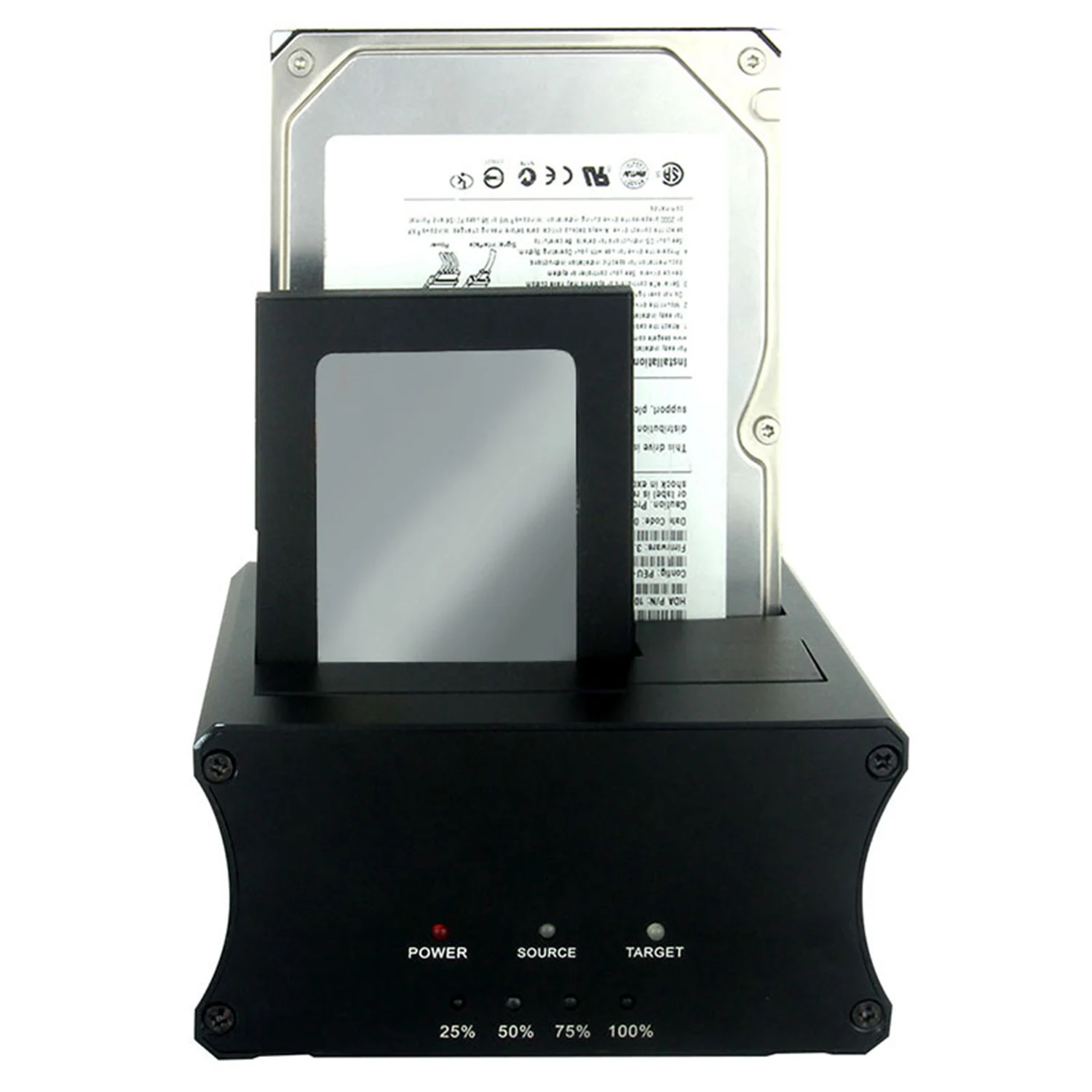  Base de disco duro de aluminio USB3.0 de doble disco para 25 35 pulgadas Hdd/Ssd con función de cop