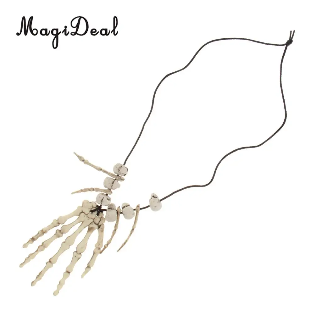 MagiDeal Skull Skeleton Hand Bone Necklace Halloween Caveman Pirate Fancy Dress