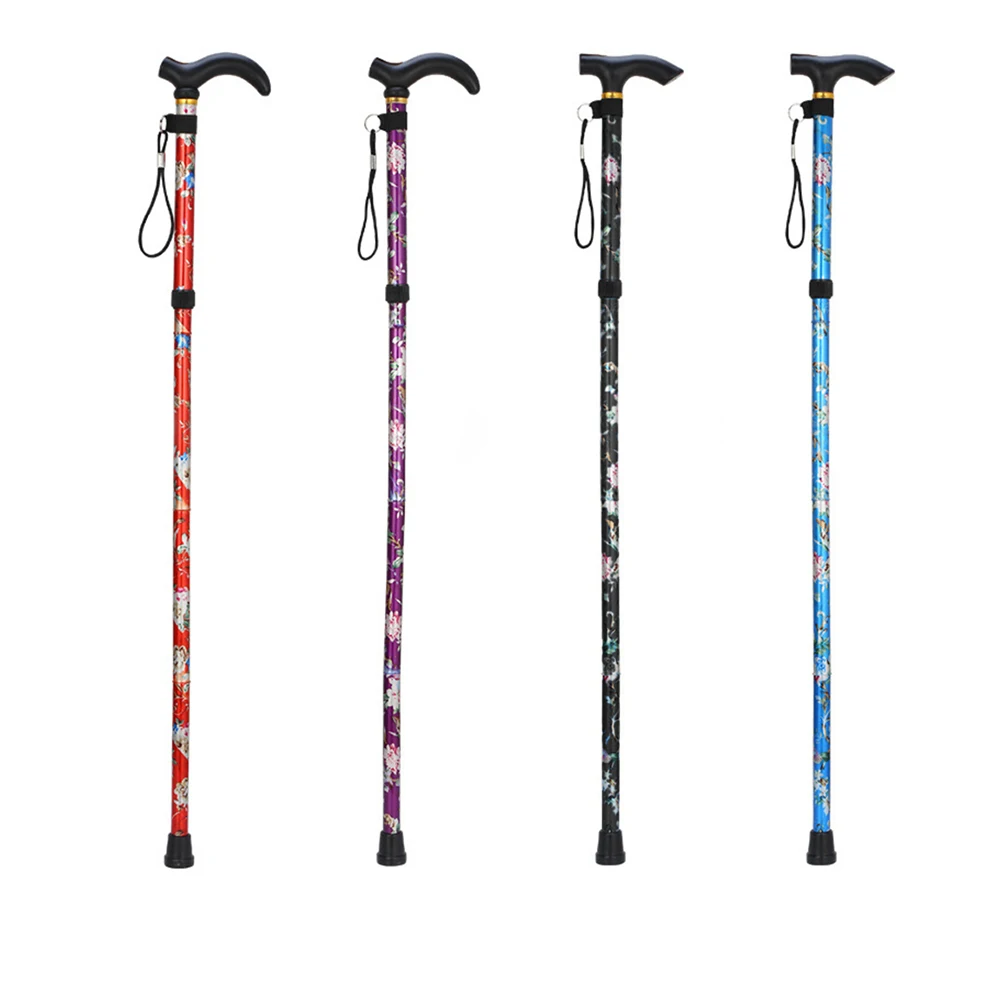 

Folding Sturdy Non Slip Five-section Cane Travel Printed Walking Stick Patterned Adjustable Crutches