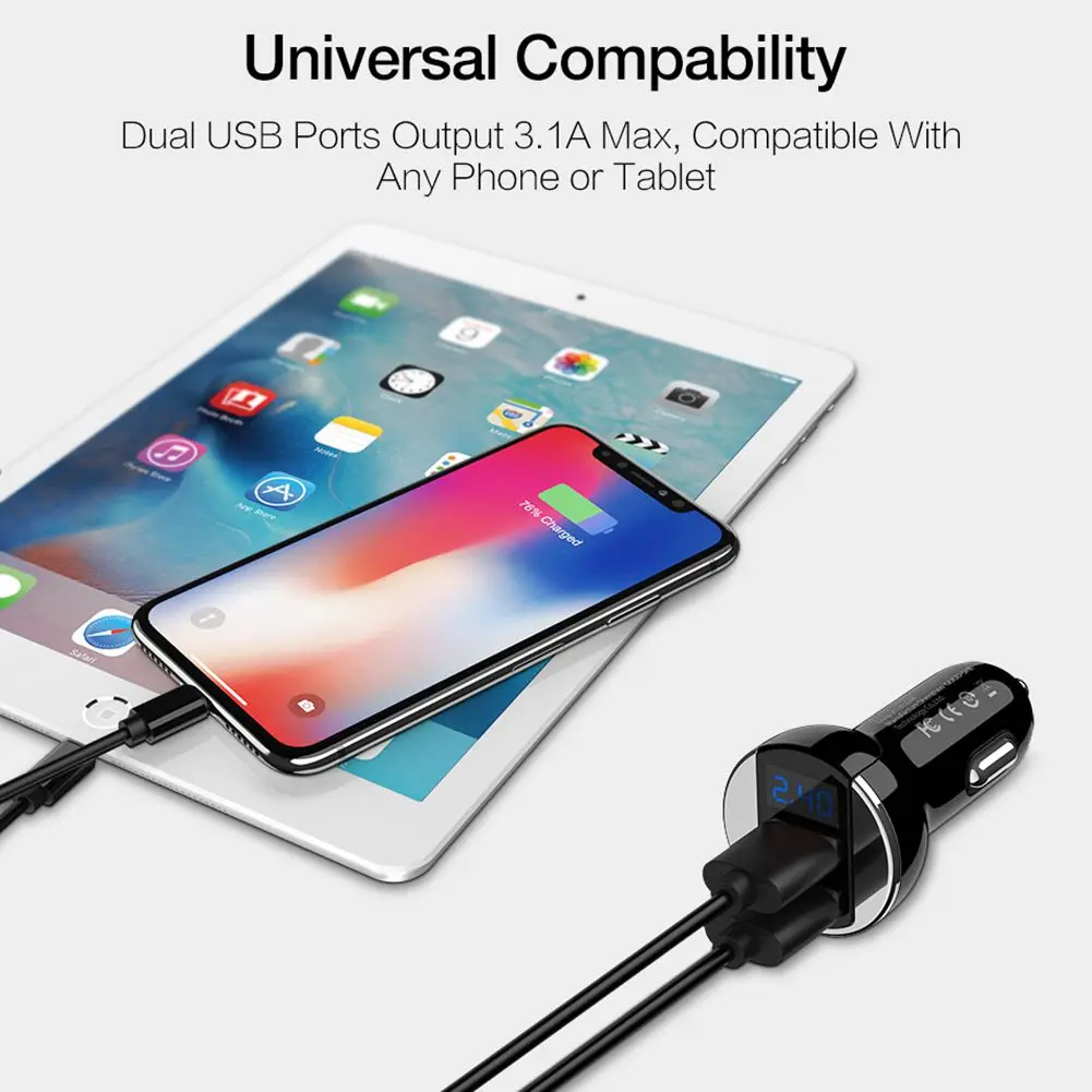 IG-Dual USB Автомобильное зарядное устройство для телефона Xiaomi 5 В/2,4 А автомобильное зарядное устройство для iPhone X 7 Зарядка телефона в автомобиле адаптер Универсальное зарядное устройство Bl