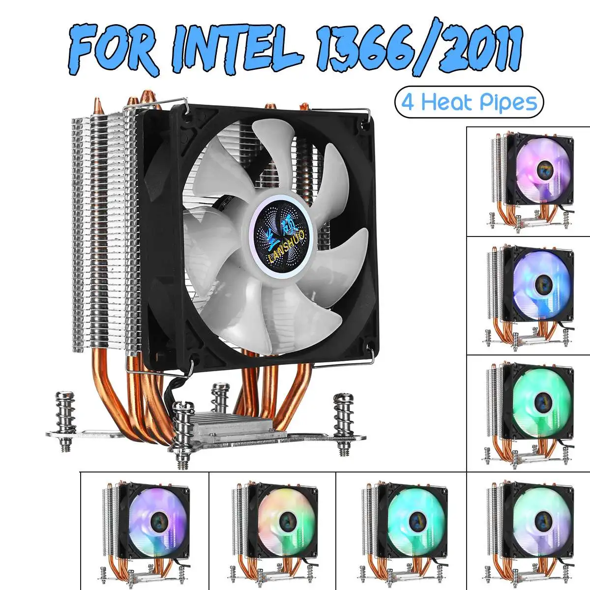 

4 Copper Heatpipe CPU Cooler for Aurora Light Cooling Fan 90mm with RGB for Intel LGA 2011 CPU Cooler Heatsink Radiator