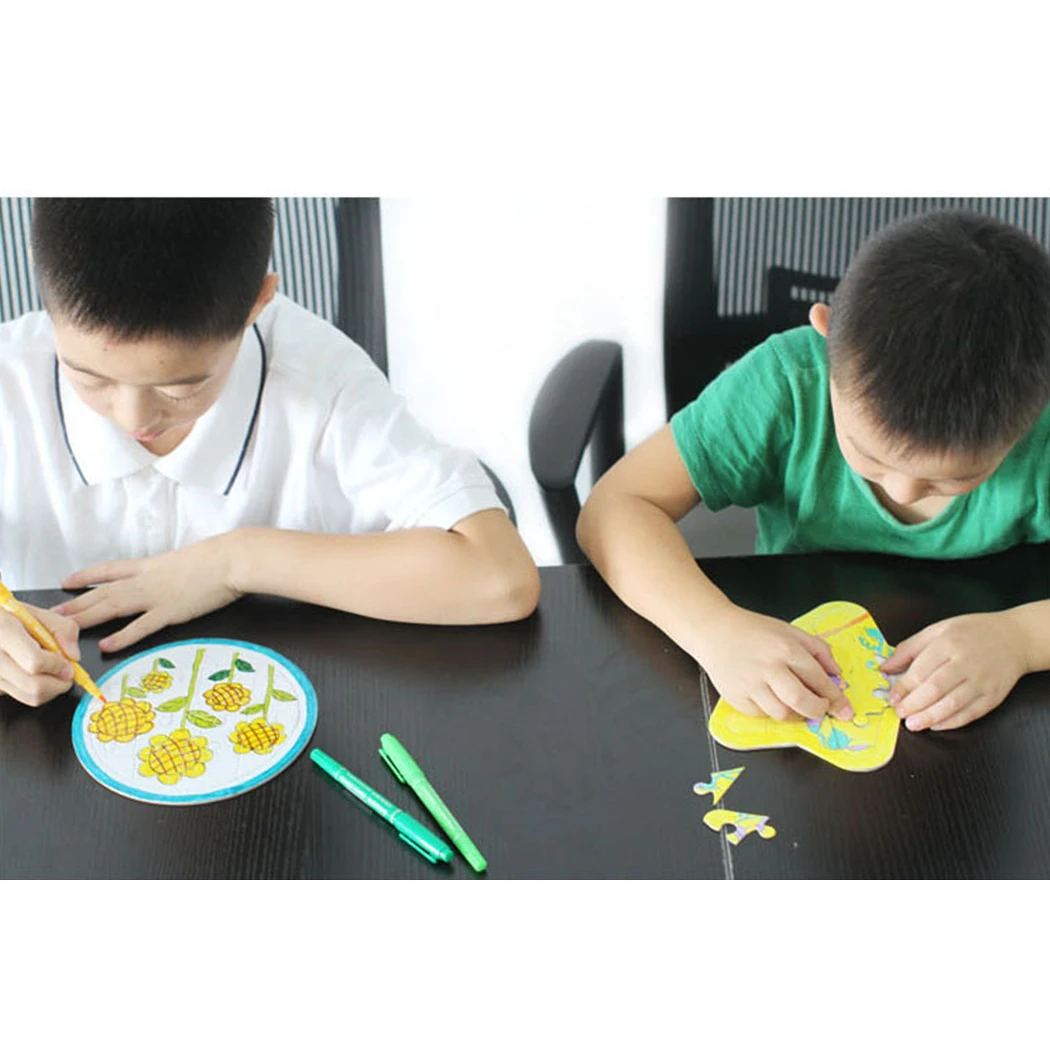12 шт. игрушка головоломка Творческий пустой краски DIY развивающая головоломка набор для детей
