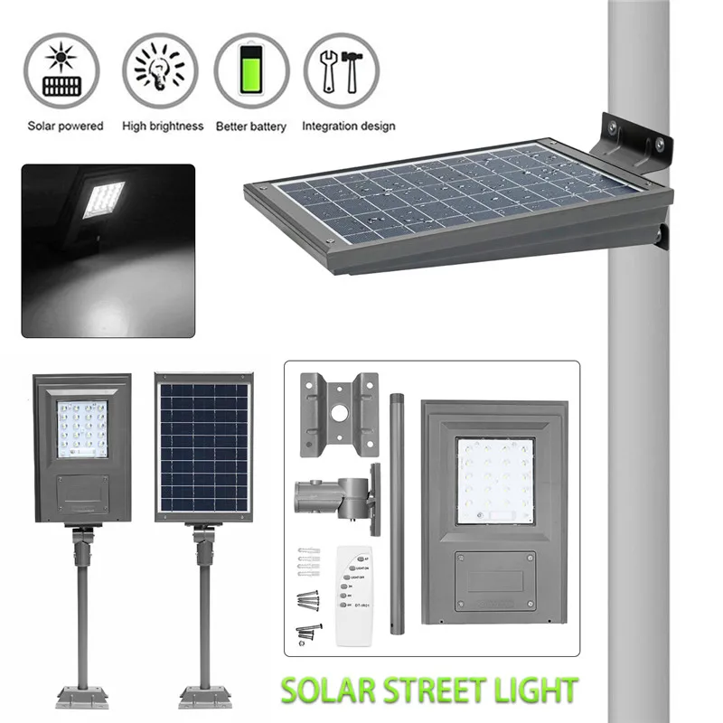

20W LED Solar Street Light Walkway Light With Remote Controller With Bracket Outdoor Lighting Garden Security Lamp IP65